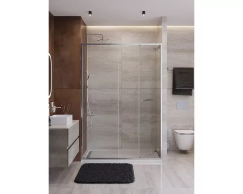 Душевая дверь CEZARES LUX-B-FS-11-140-C-CR, 140 см, профиль глянцевый хром, стекло прозрачное