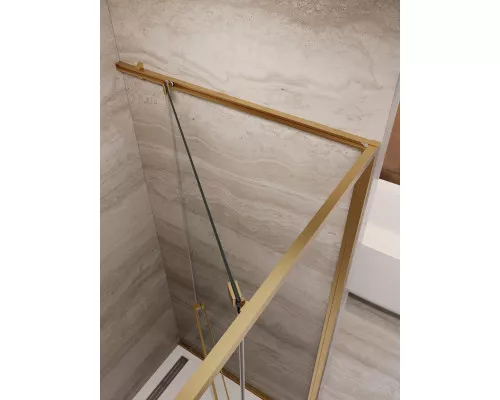 Душевая дверь CEZARES LUX-B-FS-1-90-C-BORO, 90 см, профиль брашированное золото, стекло прозрачное