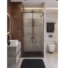 Душевая дверь CEZARES LUX-B-FS-1-90-C-GM, 90 см, профиль оружейная сталь, стекло прозрачное