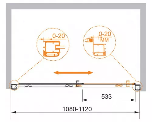 Душевая дверь в нишу CEZARES ANIMA-W-BF-1-110-P-Cr