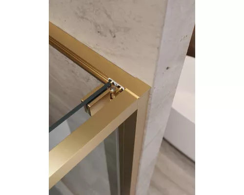 Душевая дверь CEZARES LUX-B-FS-1-90-C-BORO, 90 см, профиль брашированное золото, стекло прозрачное