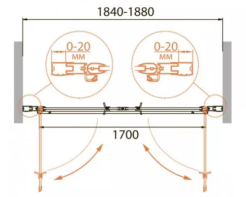 Душевая дверь в нишу CEZARES RELAX-B-2-180-C-Bi