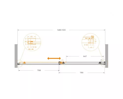 Душевая дверь CEZARES PLANE-BF-1-150-C-CR, 150х195, профиль хром глянец, стекло прозрачное