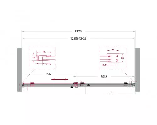 Душевая дверь в нишу BelBagno SOFT_CLOSE-2-BF-1-130-C-Cr профиль хром, стекло прозрачное