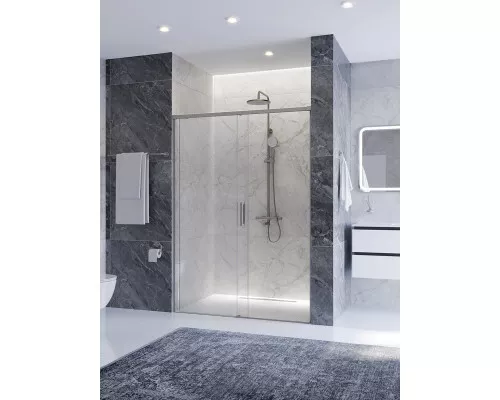 Душевая дверь CEZARES PLANE-BF-1-130-C-IN, 130х195, профиль сатин, стекло прозрачное