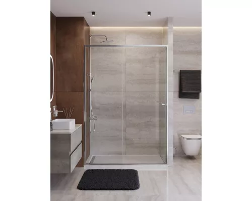 Душевая дверь CEZARES LUX-B-FS-11-140-C-CR, 140 см, профиль глянцевый хром, стекло прозрачное