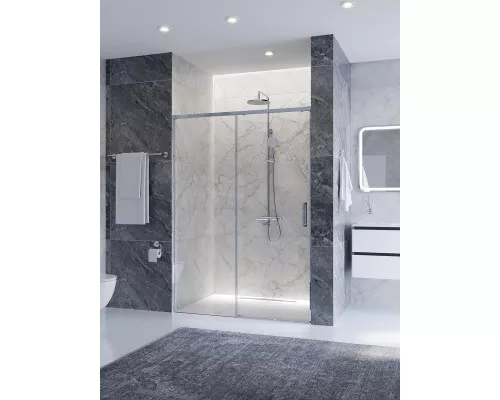 Душевая дверь CEZARES PLANE-BF-1-140-C-CR, 140х195, профиль хром глянцевый, стекло прозрачное