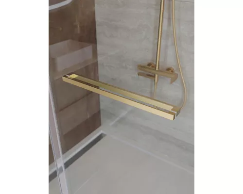 Душевая дверь CEZARES LUX-B-FS-11-120-C-BORO, 120 см, профиль брашированное золото, стекло прозрачное