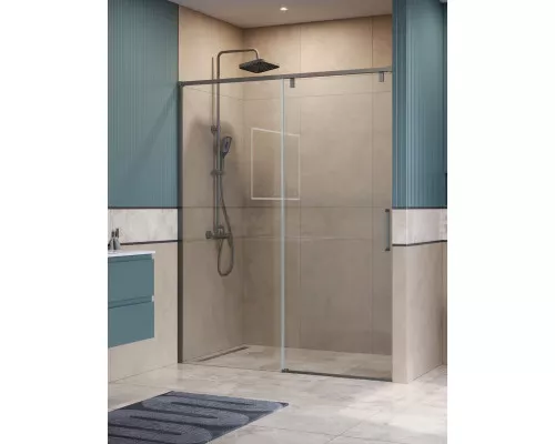 Душевая дверь в нишу BelBagno SOFT_CLOSE-1-BF-1-160-C-GM профиль оружейная сталь, стекло прозрачное