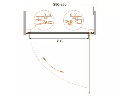 Душевая дверь в проем CEZARES RELAX-B-1-90-P-Bi-R