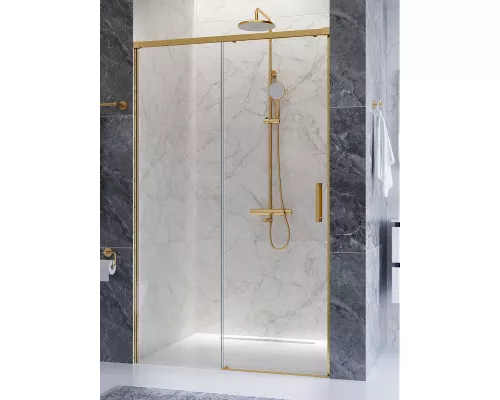 Душевая дверь CEZARES PLANE-BF-1-110-C-BORO, 110х195, профиль брашированное золото, стекло прозрачное
