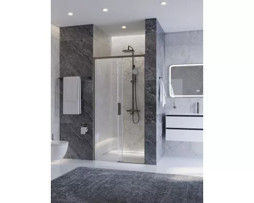 Душевая дверь CEZARES PLANE-BF-1-100-C-GM, 100х195, профиль оружейная сталь, стекло прозрачное