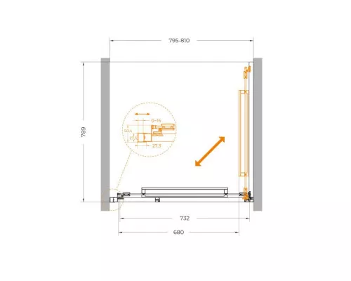 Душевая дверь CEZARES LUX-B-FS-1-80-C-CR, 80 см, профиль глянцевый хром, стекло прозрачное