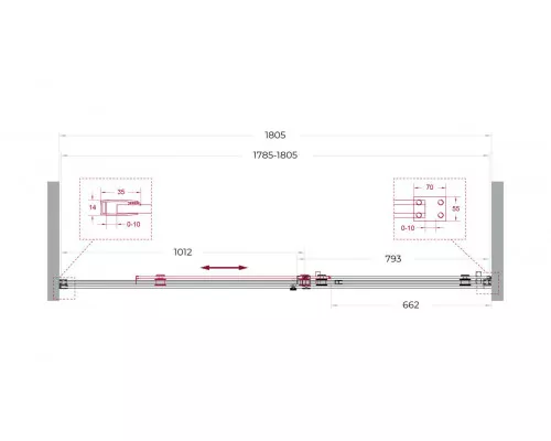 Душевая дверь в нишу BelBagno SOFT_CLOSE-2-BF-1-180-C-GM профиль оружейная сталь, стекло прозрачное