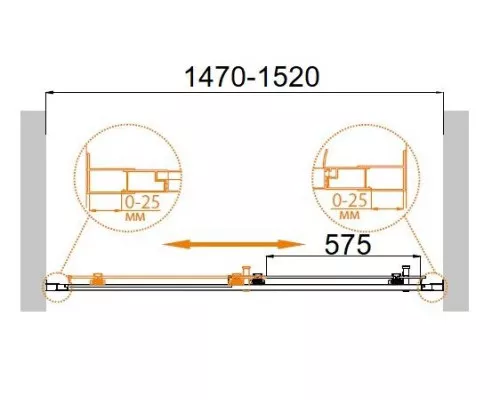 Душевая дверь в нишу CEZARES MOLVENO-BF-1-150-P-Cr