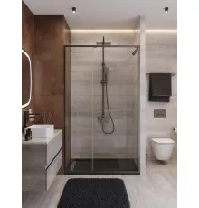 Душевая дверь CEZARES LUX-B-FS-11-120-C-GM, 120 см, профиль оружейная сталь, стекло прозрачное