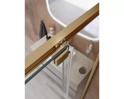 Душевая дверь CEZARES LUX-B-FS-11-120-C-BORO, 120 см, профиль брашированное золото, стекло прозрачное