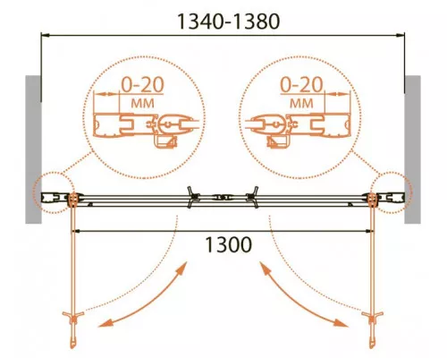 Душевая дверь в нишу CEZARES RELAX-B-2-140-C-Bi