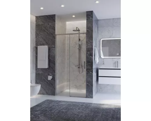 Душевая дверь CEZARES PLANE-BF-1-100-C-IN, 100х195, профиль сатин матовый, стекло прозрачное