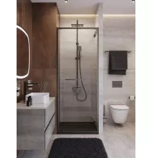 Душевая дверь CEZARES LUX-B-FS-1-80-C-GM, 80 см, профиль оружейная сталь, стекло прозрачное