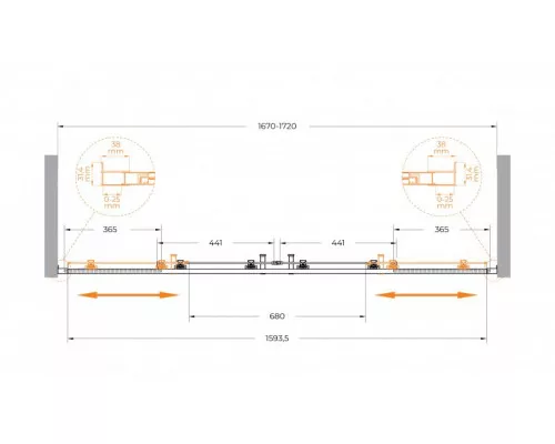 Душевая дверь в нишу CEZARES MOLVENO-BF-2-170-C-BORO-IV