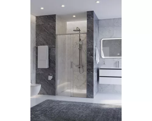 Душевая дверь CEZARES PLANE-BF-1-100-C-IN, 100х195, профиль сатин матовый, стекло прозрачное