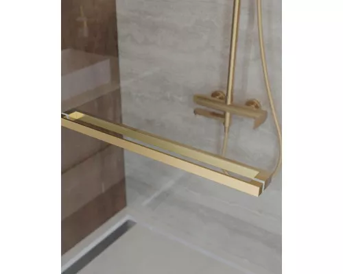 Душевая дверь CEZARES LUX-B-FS-1-100-C-BORO, 100 см, профиль брашированное золото, стекло прозрачное