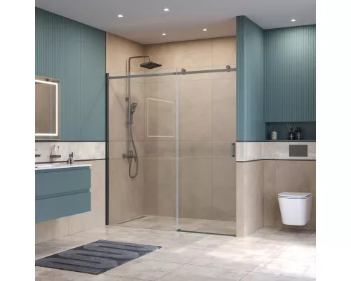 Душевая дверь в нишу BelBagno SOFT_CLOSE-2-BF-1-180-C-GM профиль оружейная сталь, стекло прозрачное