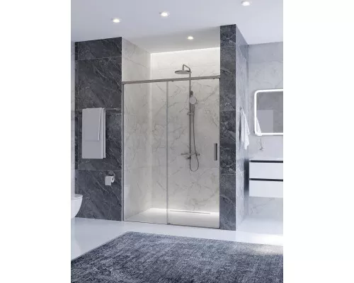 Душевая дверь CEZARES PLANE-BF-1-130-C-IN, 130х195, профиль сатин, стекло прозрачное