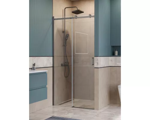 Душевая дверь в нишу BelBagno SOFT_CLOSE-2-BF-1-100-C-GM профиль оружейная сталь, стекло прозрачное
