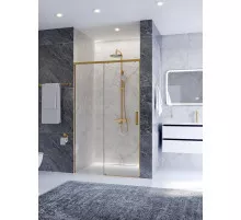 Душевая дверь CEZARES PLANE-BF-1-110-C-BORO, 110х195, профиль брашированное золото, стекло прозрачное
