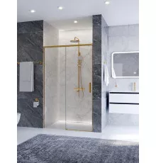 Душевая дверь CEZARES PLANE-BF-1-110-C-BORO, 110х195, профиль брашированное золото, стекло прозрачное