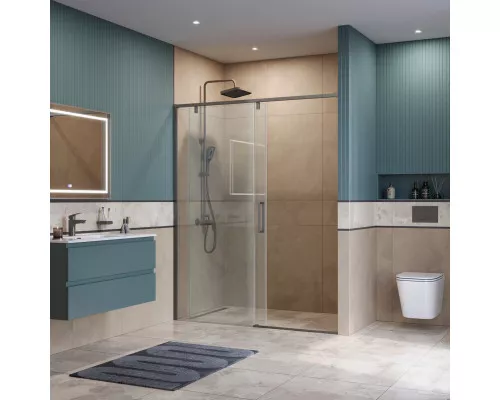 Душевая дверь в нишу BelBagno SOFT_CLOSE-1-BF-1-160-C-GM профиль оружейная сталь, стекло прозрачное