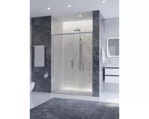 Душевая дверь CEZARES PLANE-BF-1-140-C-CR, 140х195, профиль хром глянцевый, стекло прозрачное