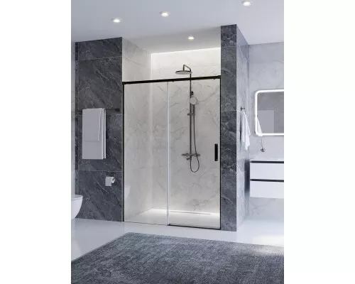 Душевая дверь CEZARES PLANE-BF-1-130-C-GM, 130х195, профиль оружейная сталь, стекло прозрачное