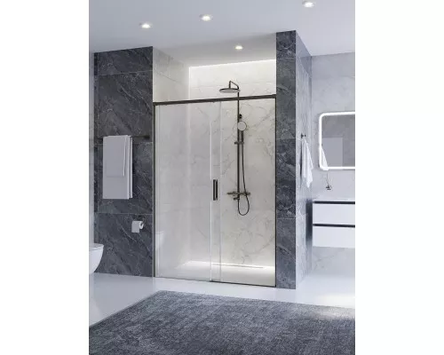 Душевая дверь CEZARES PLANE-BF-1-140-C-GM, 140х195, профиль оружейная сталь, стекло прозрачное
