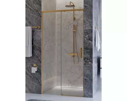 Душевая дверь CEZARES PLANE-BF-1-100-C-BORO, 100х195, профиль брашированное золото, стекло прозрачное