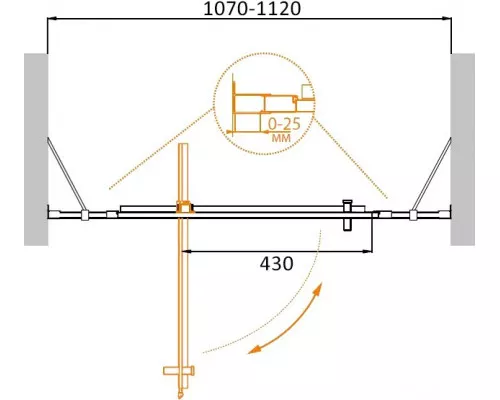 Душевая дверь в нишу CEZARES MOLVENO-BA-12-70+40-P-Cr