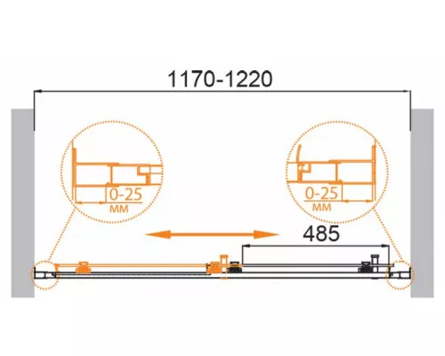 Душевая дверь в нишу CEZARES MOLVENO-BF-1-120-P-GM