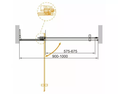 Душевая дверь в нишу CEZARES SLIDER-B-1-90/100-GRIGIO-GM