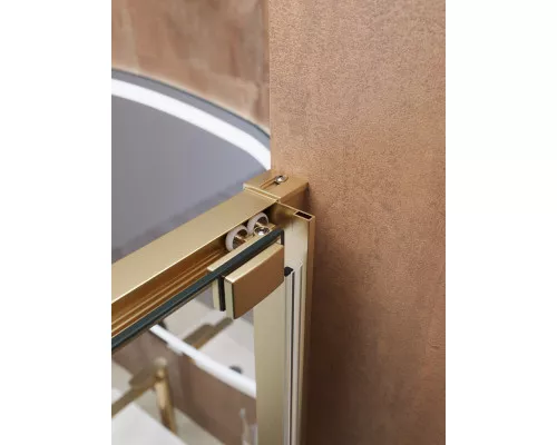 Душевая дверь CEZARES LUX-B-FS-1-100-C-BORO, 100 см, профиль брашированное золото, стекло прозрачное