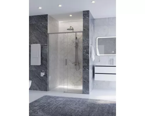 Душевая дверь CEZARES PLANE-BF-1-110-C-IN, 110х195, профиль сатин матовый, стекло прозрачное