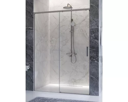 Душевая дверь CEZARES PLANE-BF-1-130-C-IN, 130х195, профиль сатин, стекло прозрачное