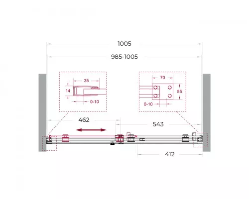 Душевая дверь в нишу BelBagno SOFT_CLOSE-2-BF-1-100-C-GM профиль оружейная сталь, стекло прозрачное