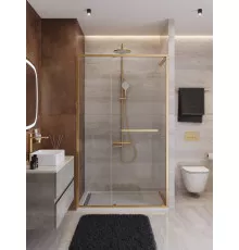 Душевая дверь CEZARES LUX-B-FS-11-120-C-BORO, 120 см, профиль брашированное золото, стекло прозрачное