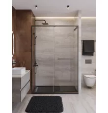 Душевая дверь CEZARES LUX-B-FS-11-140-C-GM, 140 см, профиль оружейная сталь, стекло прозрачное