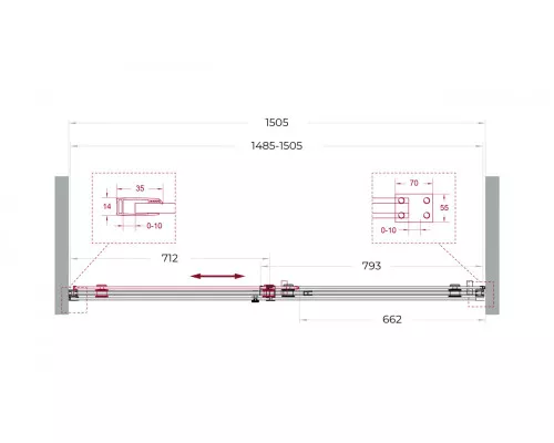 Душевая дверь в нишу BelBagno SOFT_CLOSE-2-BF-1-150-C-GM профиль оружейная сталь, стекло прозрачное