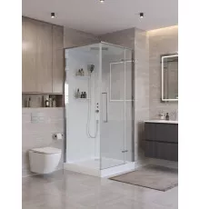 Душевая кабина BelBagno UNO-CAB-A-1-90-C-Cr-Bi-TOP-R с поддоном, профиль хром глянцевый, стекло прозрачное, правая