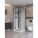 Душевая кабина BelBagno UNO-CAB-A-1-90-C-NERO-Bi-TOP-L с поддоном, профиль черный матовый, стекло прозрачное, левая