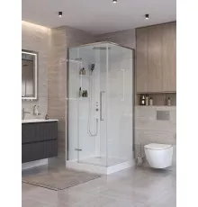 Душевая кабина BelBagno UNO-CAB-A-1-90-C-Cr-Bi-TOP-L с поддоном, профиль хром глянцевый, стекло прозрачное, левая